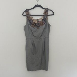 Vintage Barack’s Gray Sleeveless Dress with Floral Accents